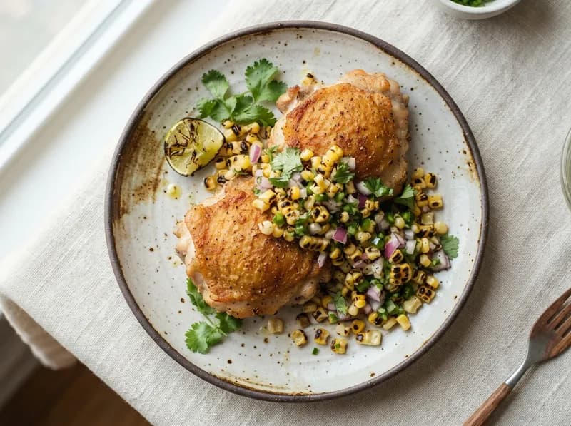 Charred Corn Chicken Thighs